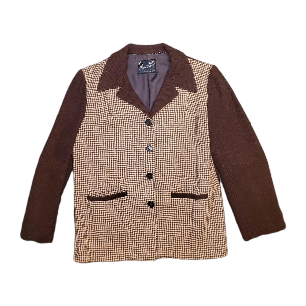 Vintage Womens Nancy Lee By House Of Novy Brown Suit Jacket